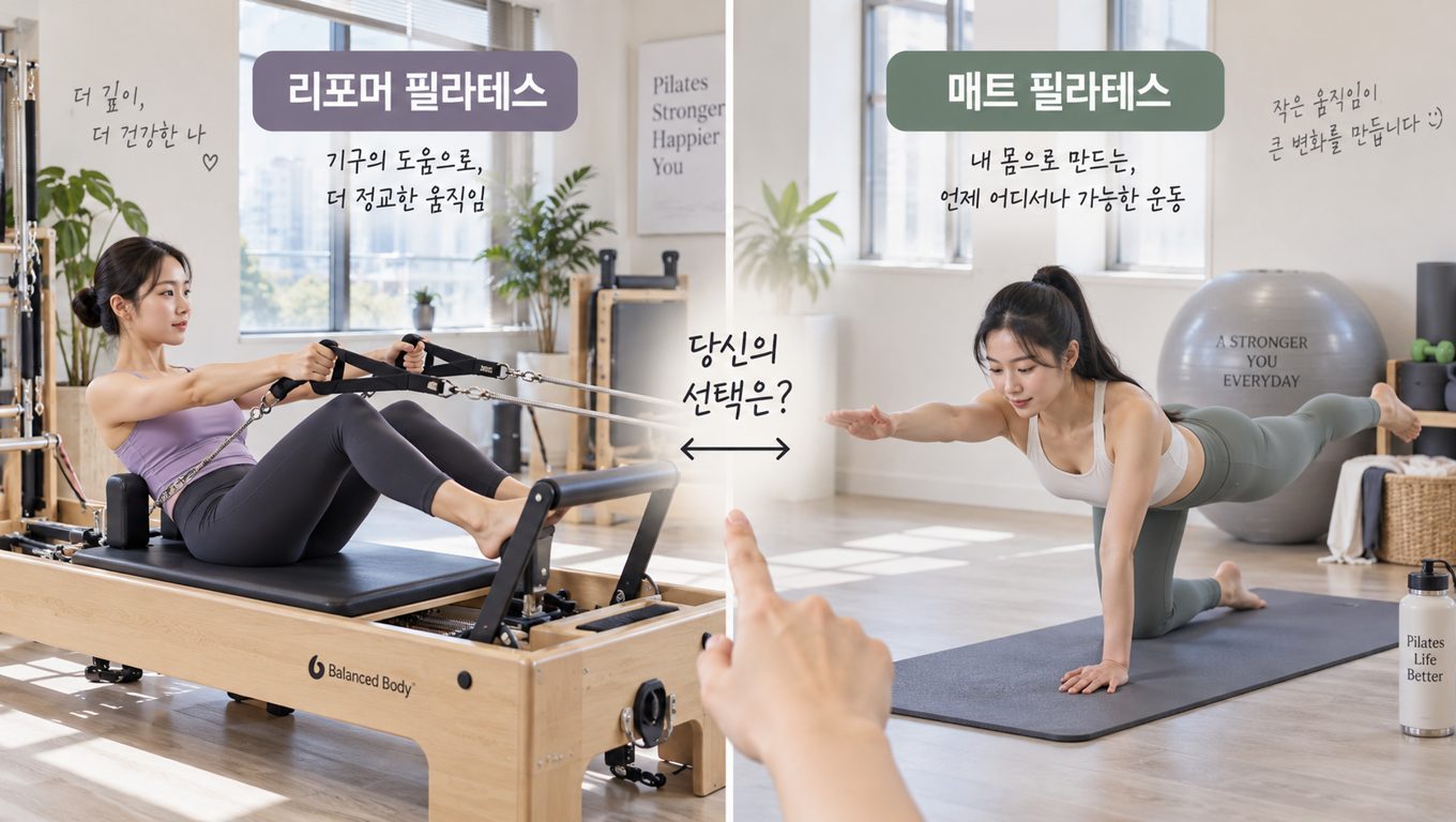 리포머 필라테스와 매트 필라테스 코어 강화 비교
